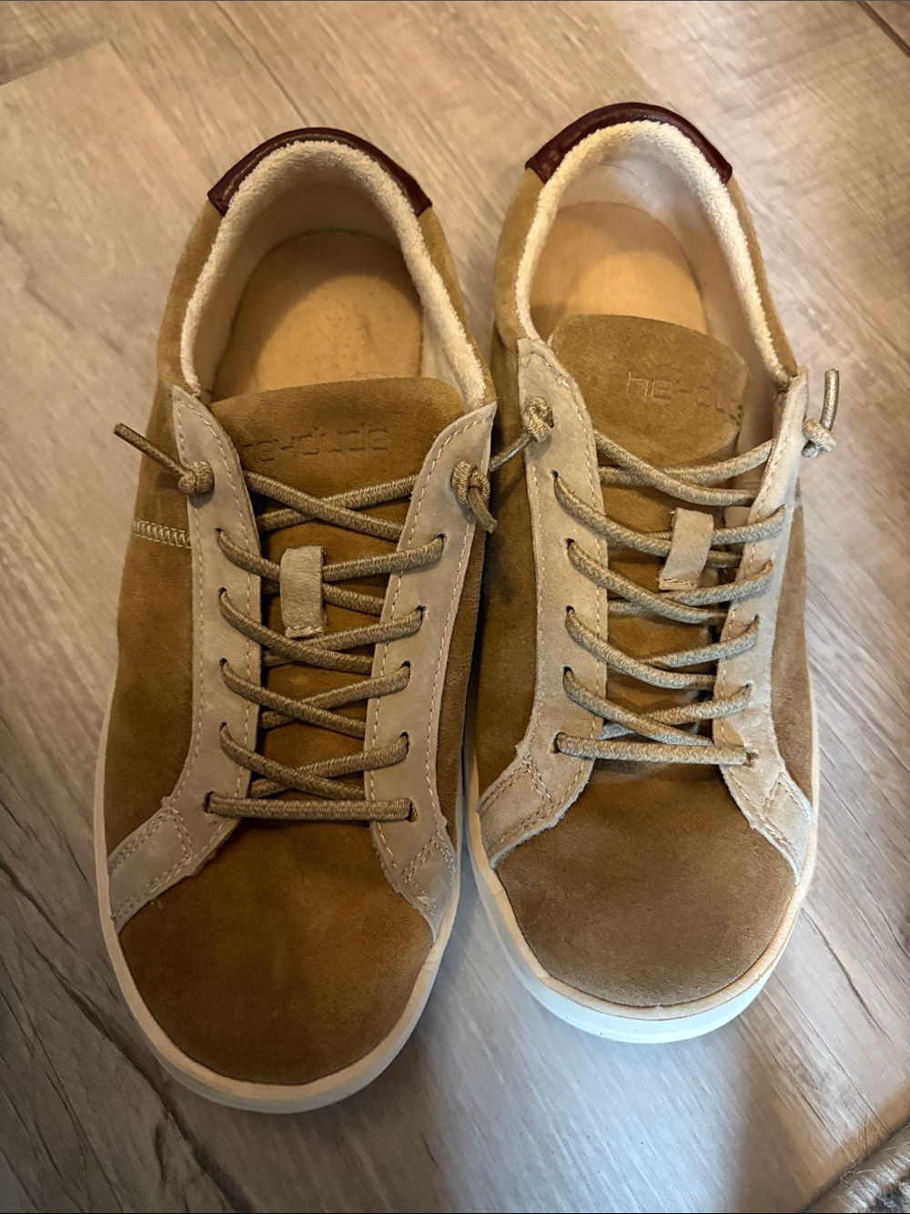 Hey Dude Tan and Cream Suede Sneakers